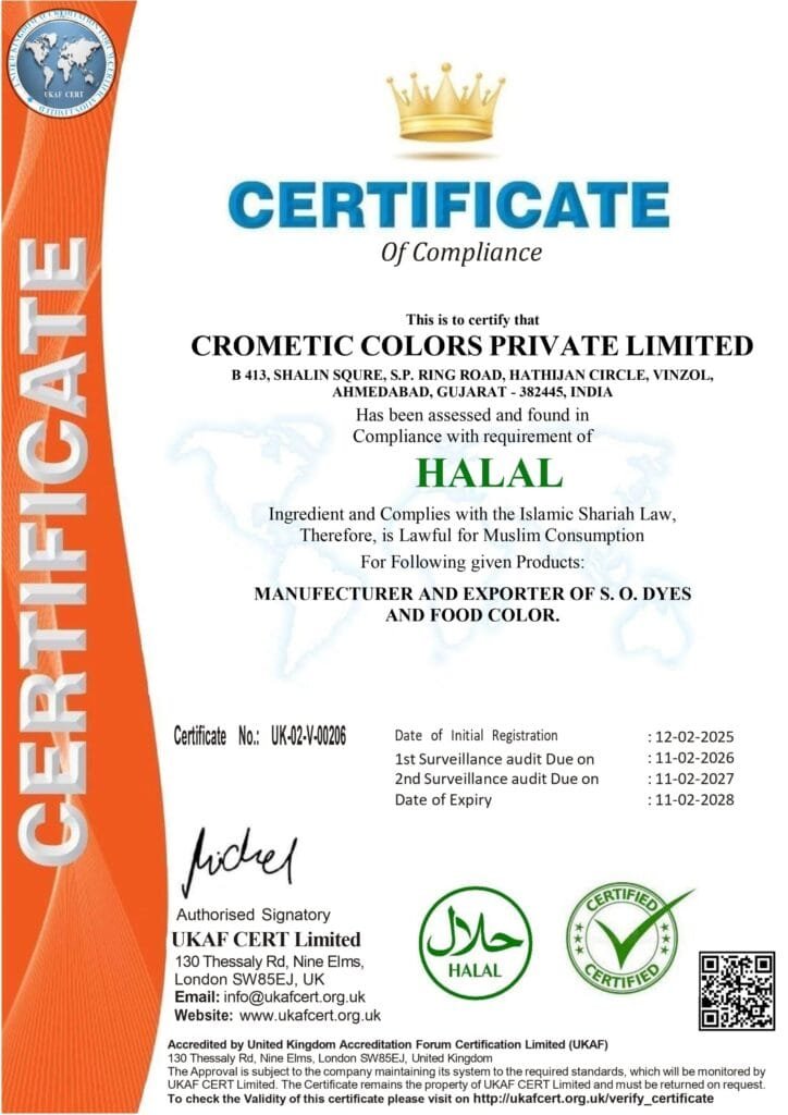 Crometic colors HALAL certificate 2026
